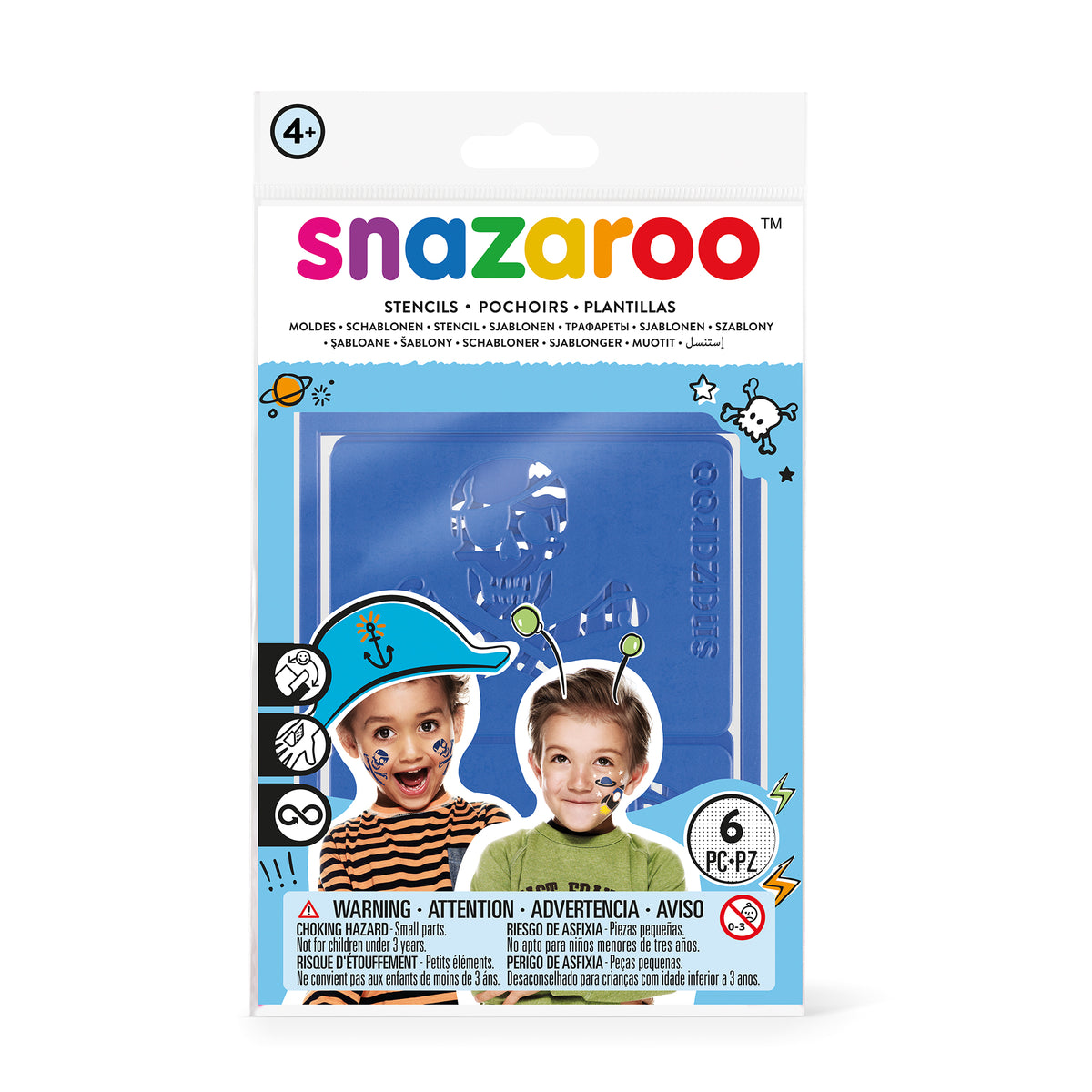 Snazaroo Gesichtsmal-Schablonen - Jungen 6 Stk.