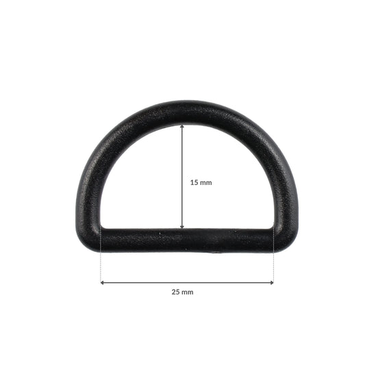 Plastic D-ring - 25/15 mm black 1 pc.