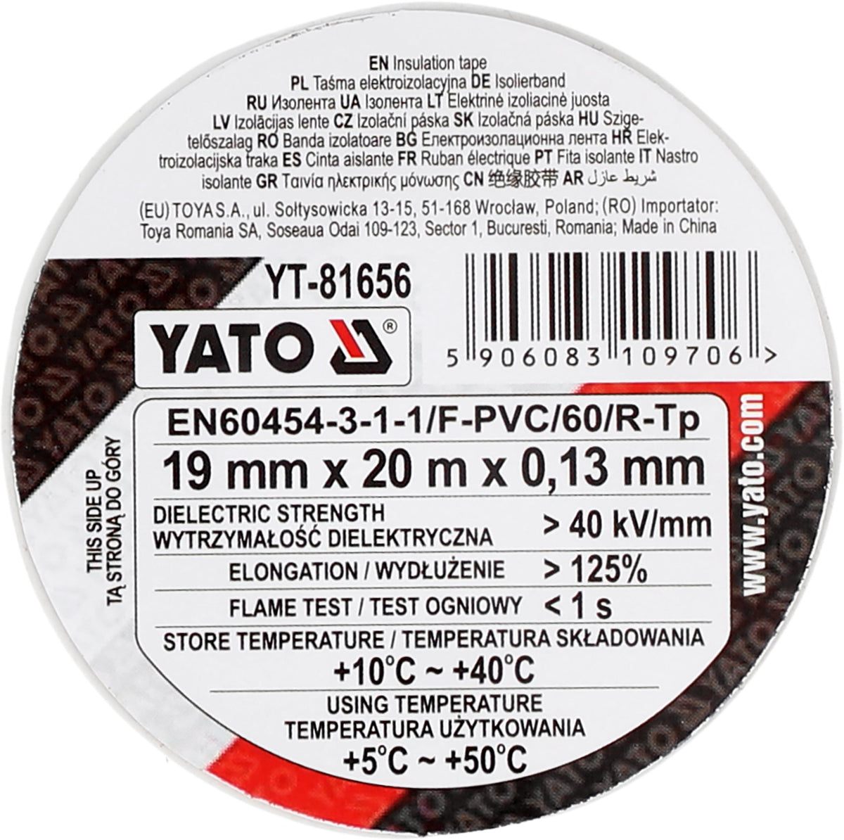 Yato Isolierband - 19 mm x 20 m weiß