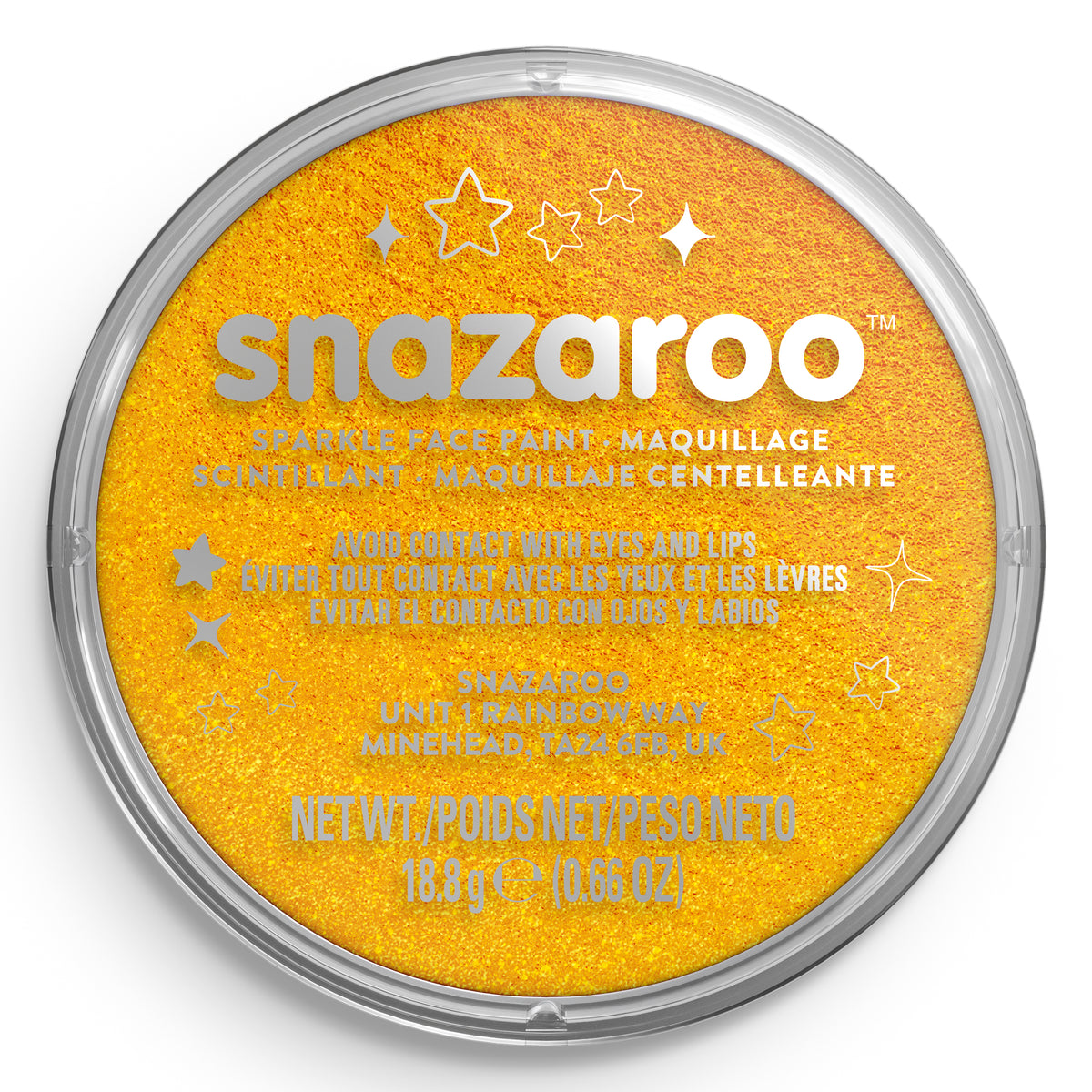 Snazaroo Glitzer-Schminke für Gesicht und Körper - Gelb 18 ml