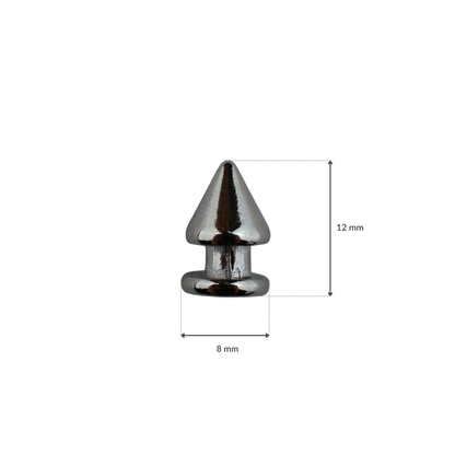 Ćwieki stożki metalowe - 8/12 mm nikiel 1 szt.