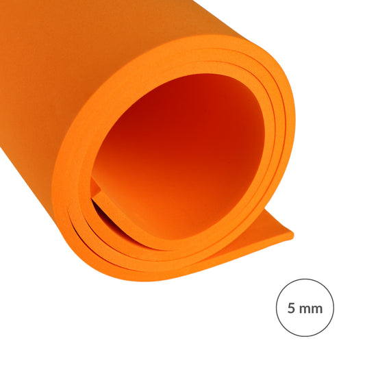 EVA foam 65 kg/m3, 2 mm orange - 100x50 cm