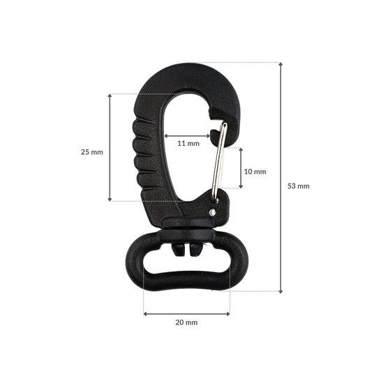Plastic swivel snap hook - 20 mm black 1 pc.