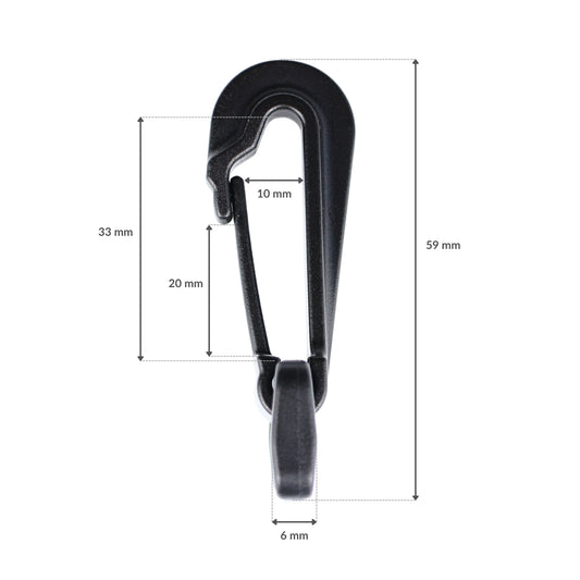 Plastic snap hook - 25 mm black 1 pc.