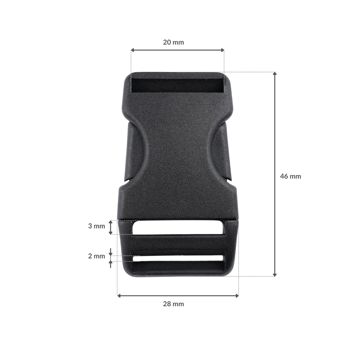 Plastic buckle - 20x46 mm black 1 pc.