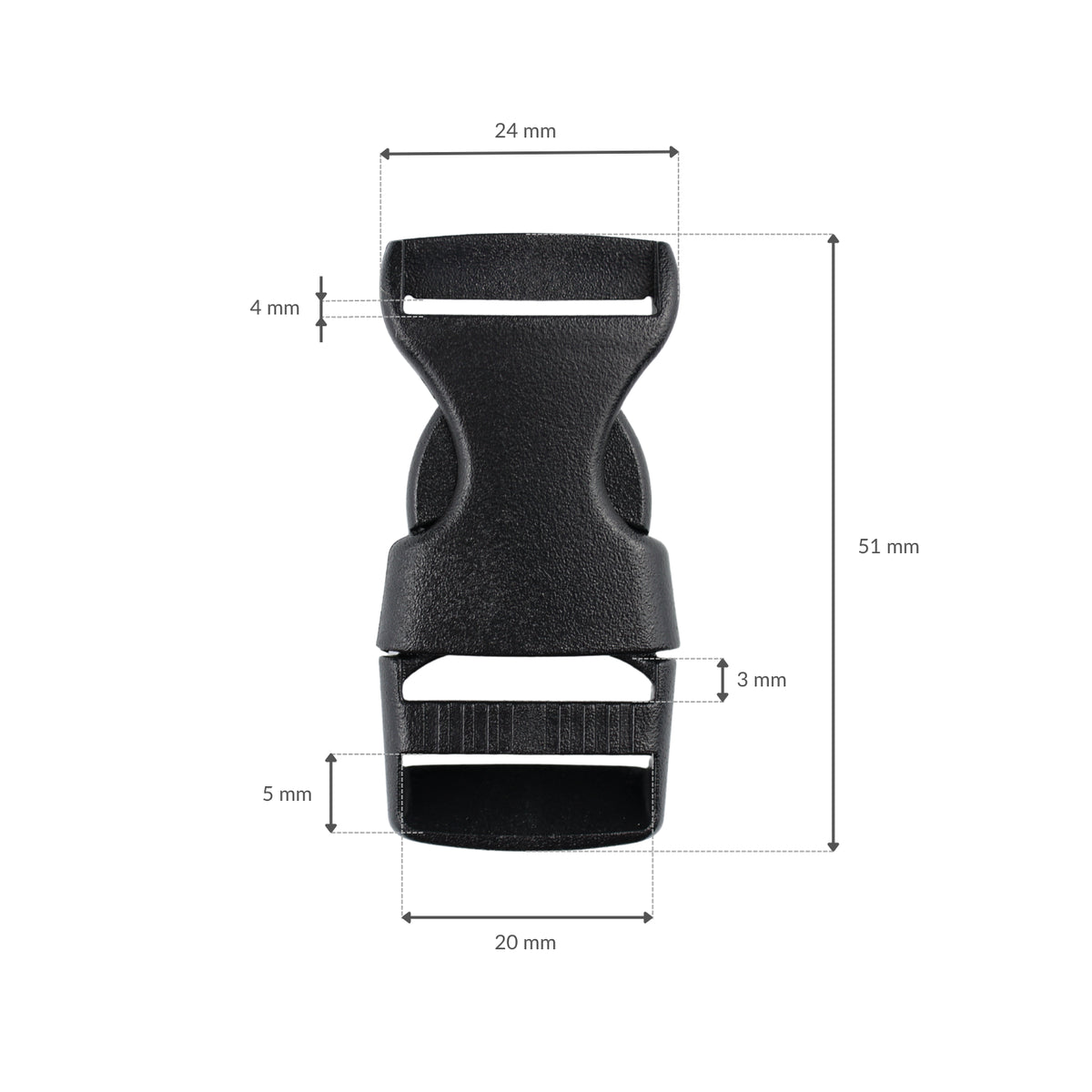 Plastic buckle - 20x51 mm black 1 pc.