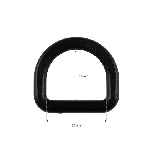 Plastic D-ring - 20/18 mm black 1 pc.