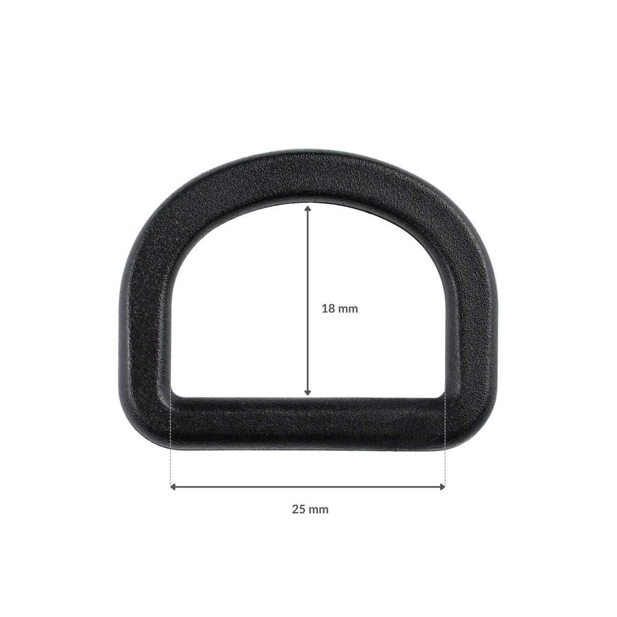 Plastic D-ring - 25/18 mm black 1 pc.