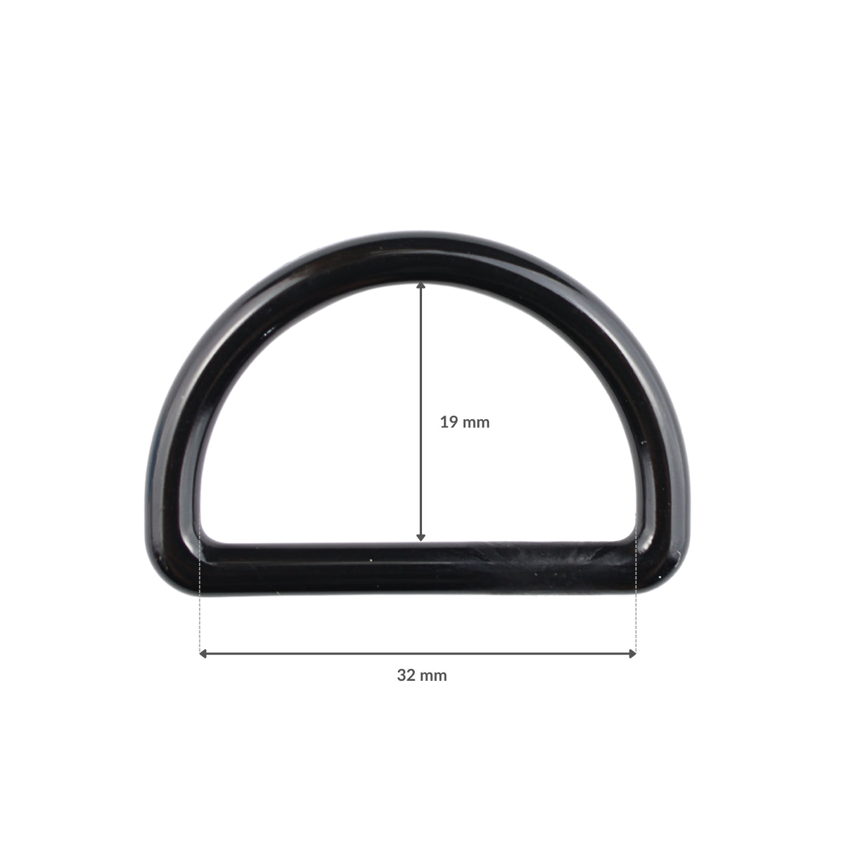 Plastic D-ring - 30/19 mm black 1 pc.