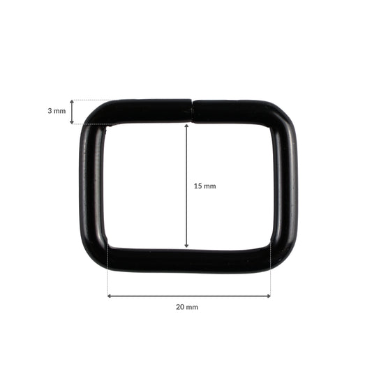 Metal frame - 20/15/3 mm matte black 1 pc.