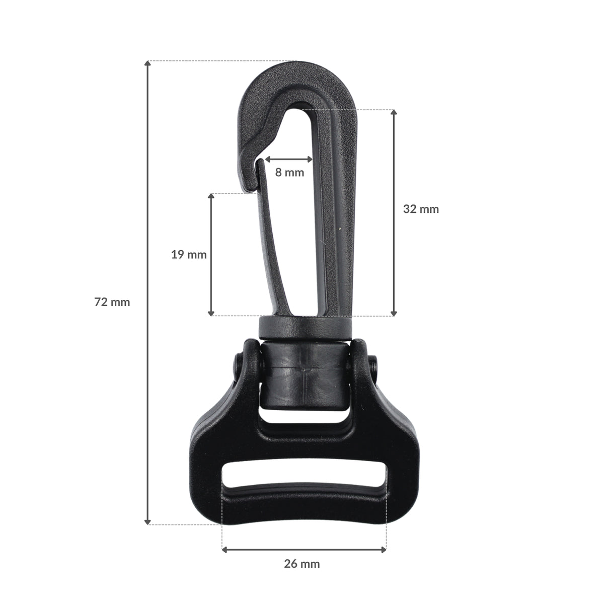 Plastic swivel snap hook - 25 mm black 1 pc.