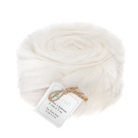 DpCraft faux fur ribbon - 6 cm/2 m cream
